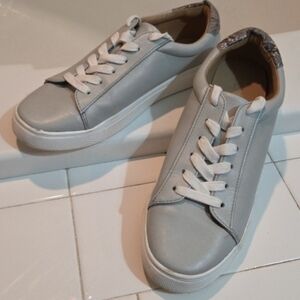 LOFT Leather Sneakers Gray With Snake Skin Detail